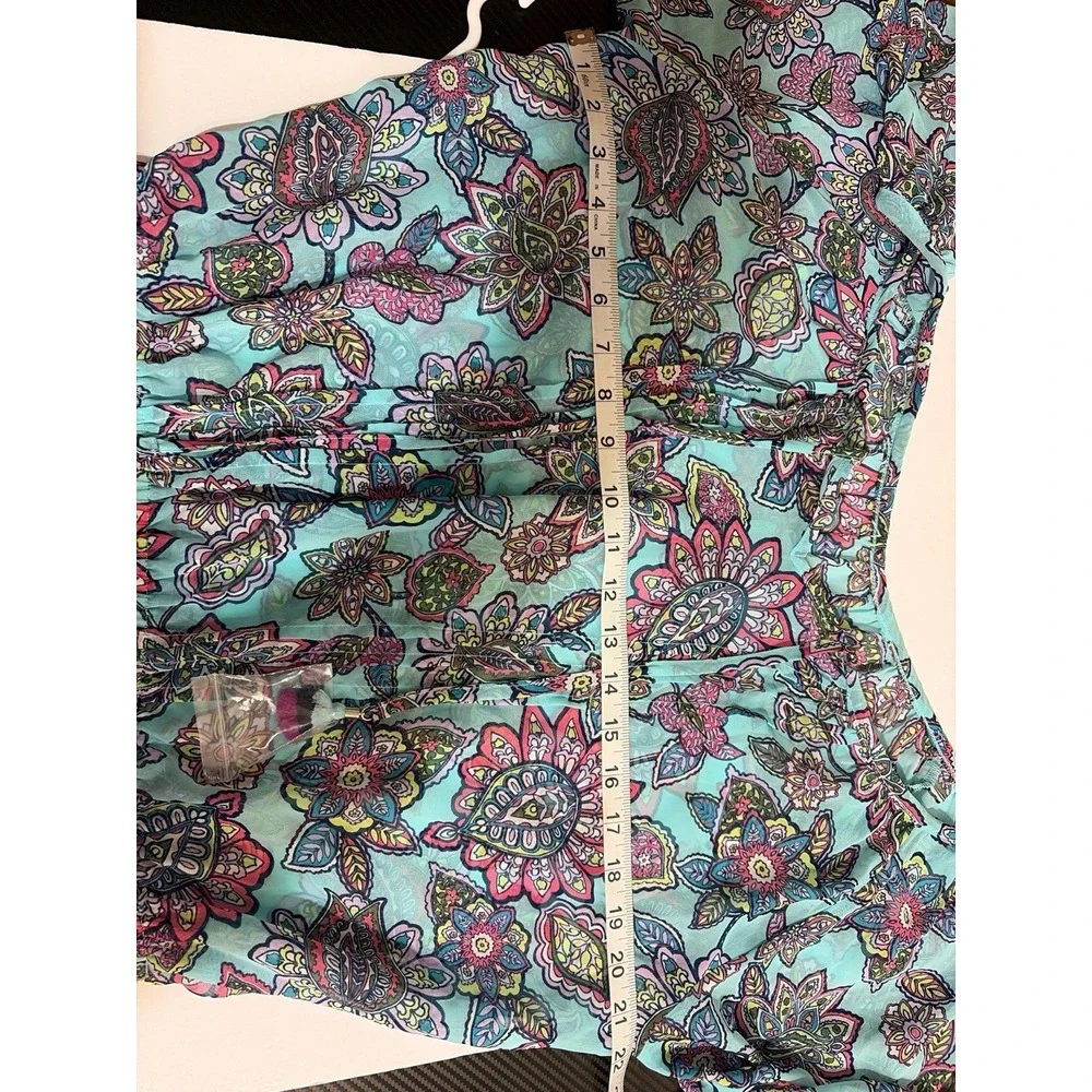Vera Bradley New with Tags Floral Swim Coverup Romper with tassel M beach